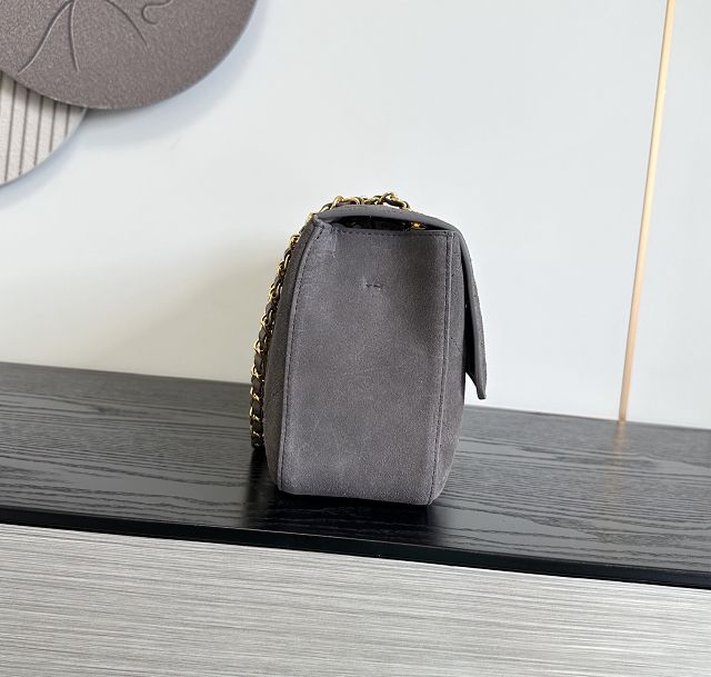 CC suede calfskin maxi flap bag AS6281 grey
