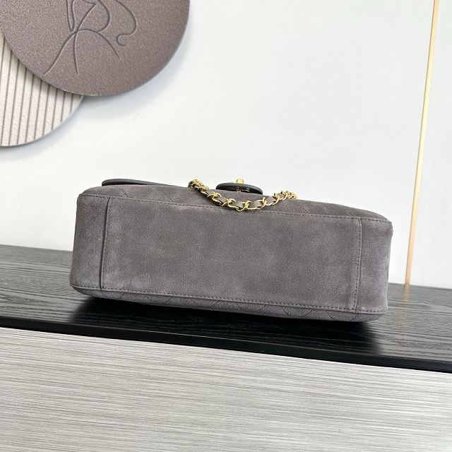 CC suede calfskin maxi flap bag AS6281 grey