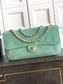 CC suede calfskin maxi flap bag AS6281 mint green