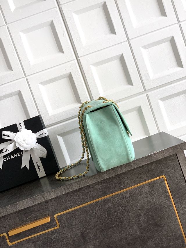 CC suede calfskin maxi flap bag AS6281 mint green