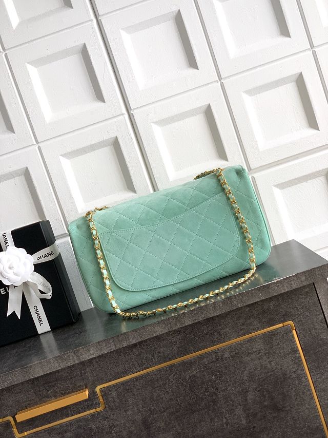 CC suede calfskin maxi flap bag AS6281 mint green