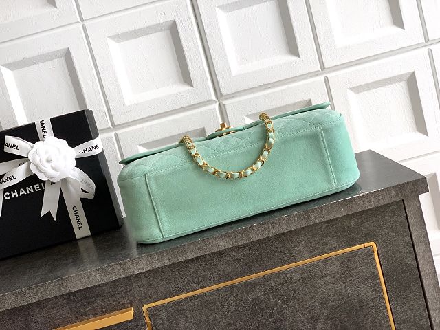 CC suede calfskin maxi flap bag AS6281 mint green