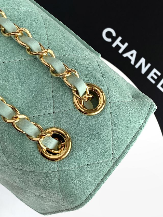 CC suede calfskin maxi flap bag AS6281 mint green