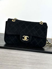 CC suede calfskin mini flap bag AS6281 black