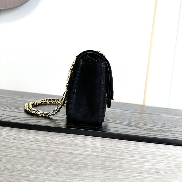 CC suede calfskin mini flap bag AS6281 black