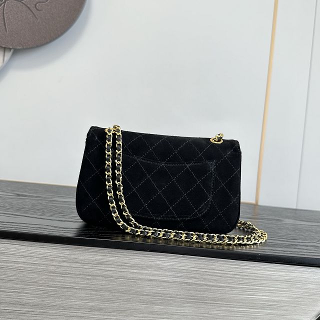 CC suede calfskin mini flap bag AS6281 black