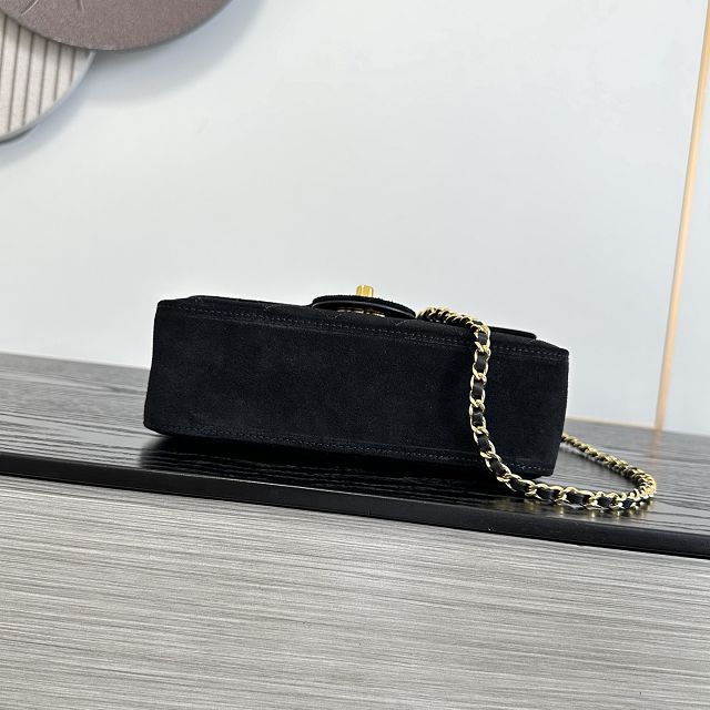 CC suede calfskin mini flap bag AS6281 black