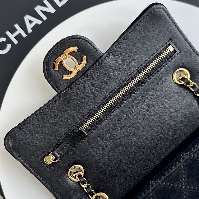 CC suede calfskin mini flap bag AS6281 black