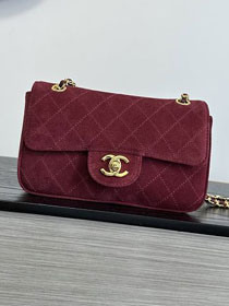 CC suede calfskin mini flap bag AS6281 bordeaux