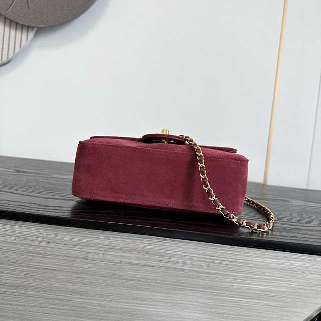 CC suede calfskin mini flap bag AS6281 bordeaux
