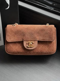 CC suede calfskin mini flap bag AS6281 brown