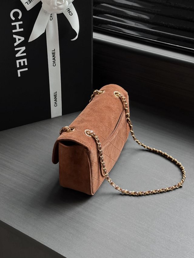 CC suede calfskin mini flap bag AS6281 brown