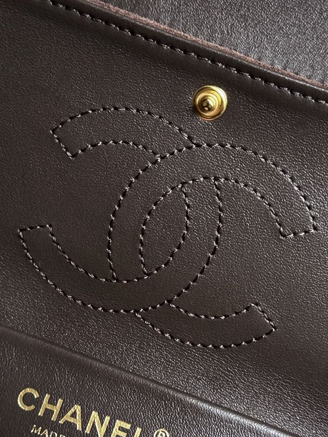 CC suede calfskin mini flap bag AS6281 dark brown