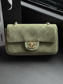 CC suede calfskin mini flap bag AS6281 green