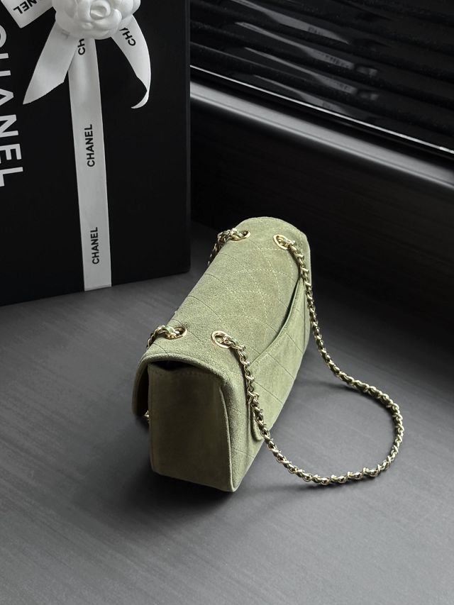 CC suede calfskin mini flap bag AS6281 green