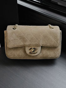 CC suede calfskin mini flap bag AS6281 light brown