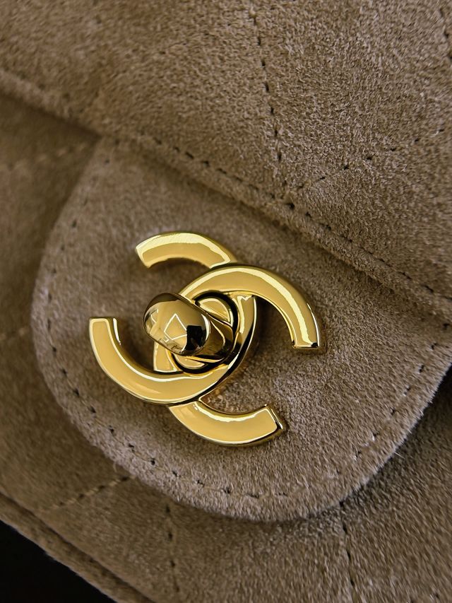 CC suede calfskin mini flap bag AS6281 light brown