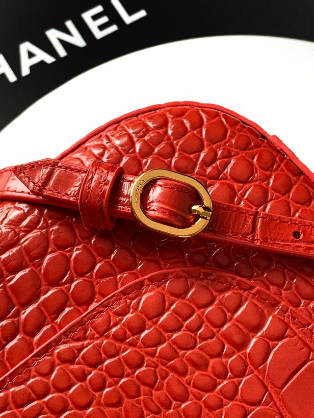 CC crocodile calfskin maxi flap bag AS6231 red