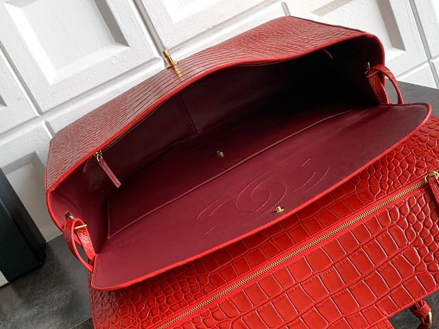 CC crocodile calfskin maxi flap bag AS6233 red