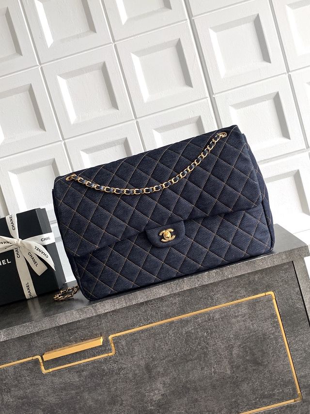 CC denim maxi flap bag AS6234 dark blue