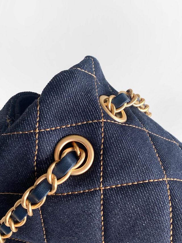 CC denim maxi flap bag AS6234 dark blue