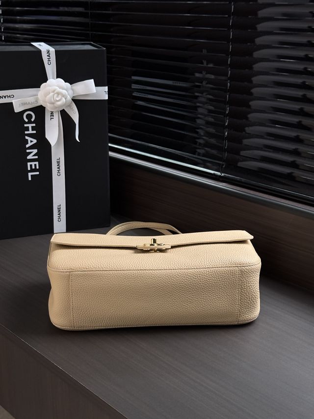 CC grained calfskin maxi flap bag AS6231 beige