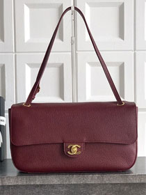 CC grained calfskin maxi flap bag AS6231 bordeaux