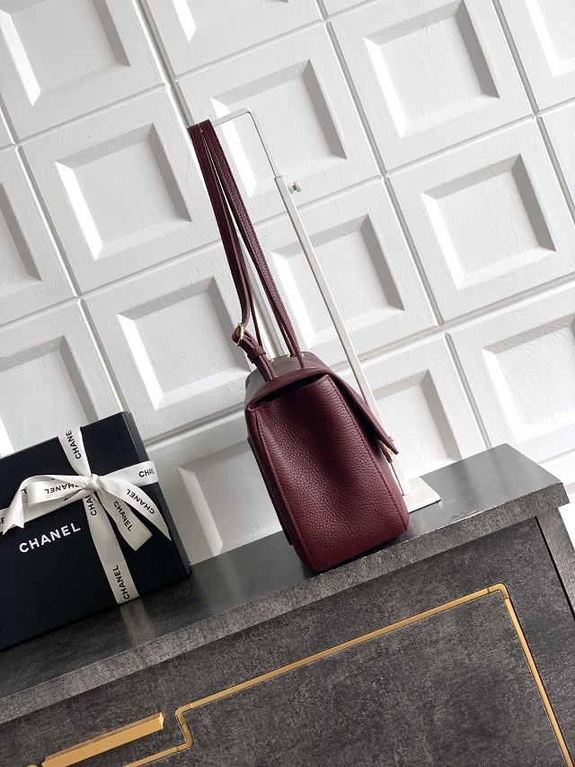 CC grained calfskin maxi flap bag AS6231 bordeaux