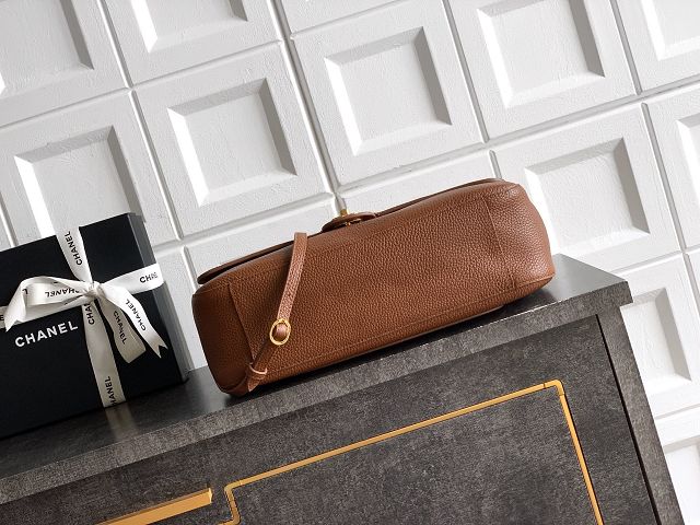 CC grained calfskin maxi flap bag AS6231 brown