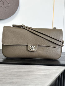 CC grained calfskin maxi flap bag AS6231 khaki green