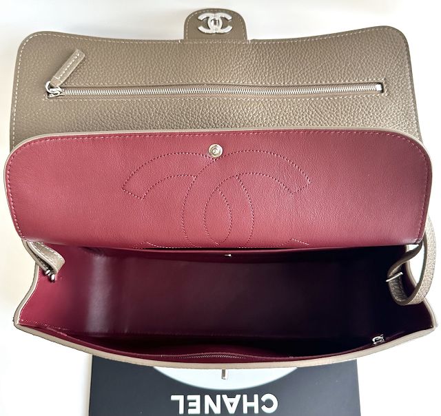 CC grained calfskin maxi flap bag AS6231 khaki green