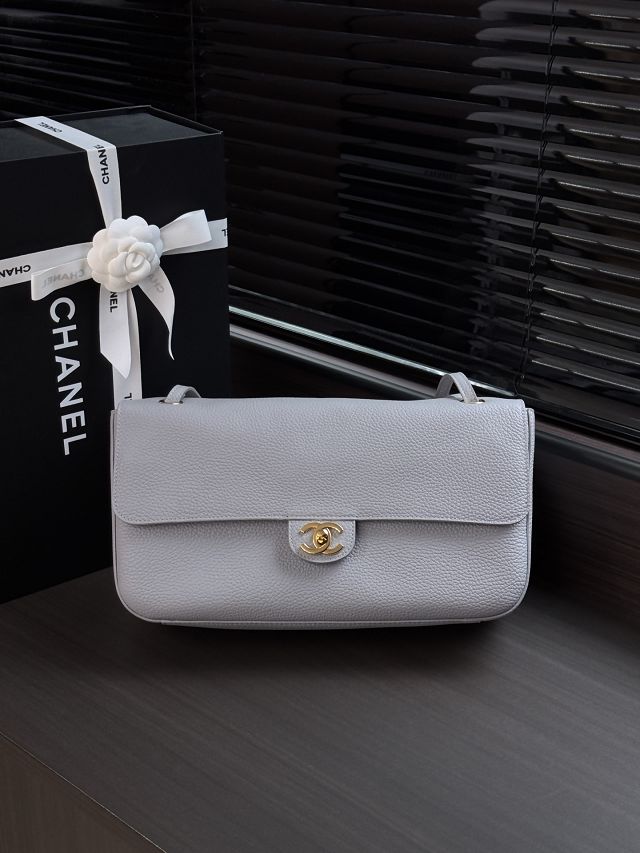 CC grained calfskin maxi flap bag AS6231 light blue