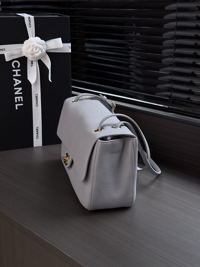 CC grained calfskin maxi flap bag AS6231 light blue