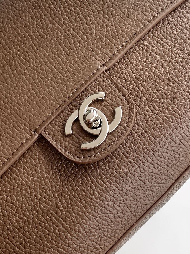 CC grained calfskin maxi flap bag AS6231 light brown