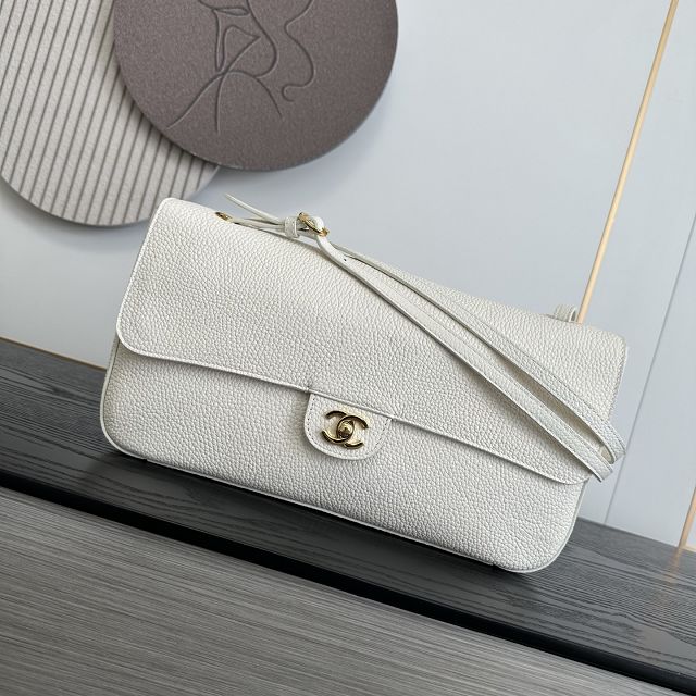 CC grained calfskin maxi flap bag AS6231 white