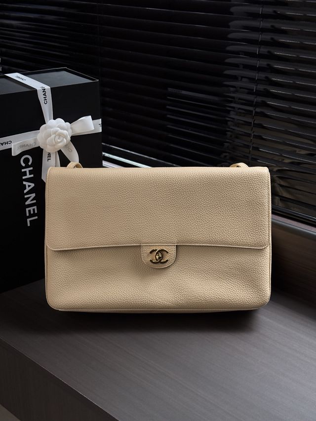 CC grained calfskin maxi flap bag AS6233 beige