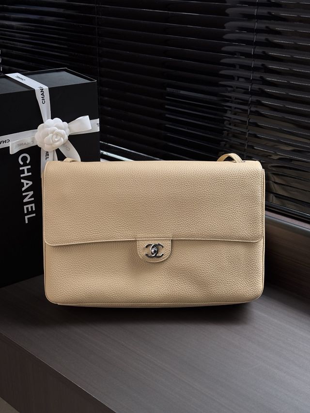 CC grained calfskin maxi flap bag AS6233 beige