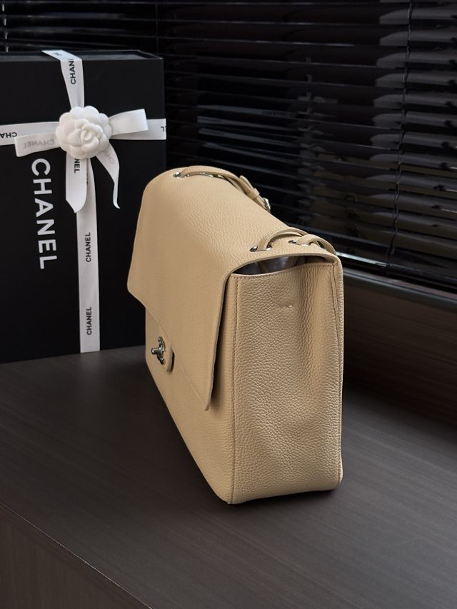 CC grained calfskin maxi flap bag AS6233 beige