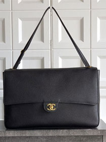 CC grained calfskin maxi flap bag AS6233 black