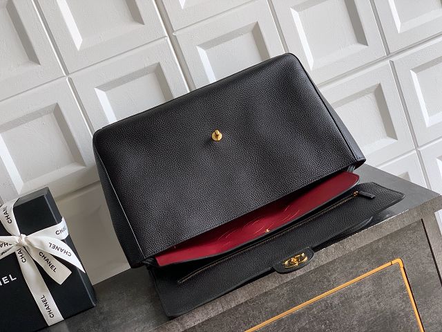 CC grained calfskin maxi flap bag AS6233 black