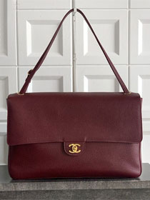 CC grained calfskin maxi flap bag AS6233 bordeaux