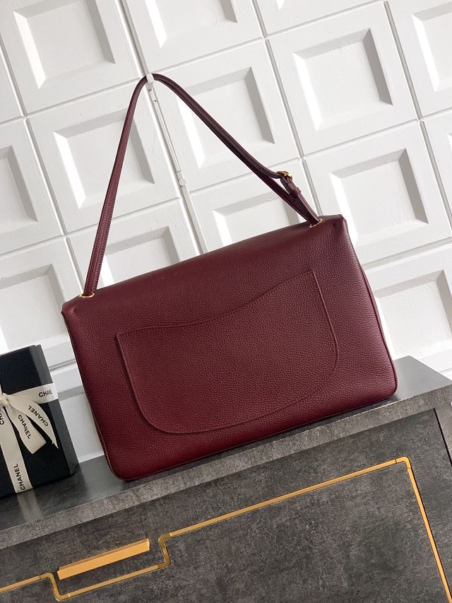 CC grained calfskin maxi flap bag AS6233 bordeaux