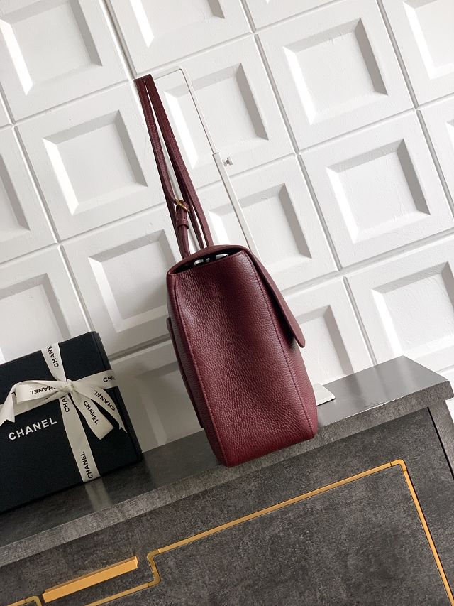 CC grained calfskin maxi flap bag AS6233 bordeaux
