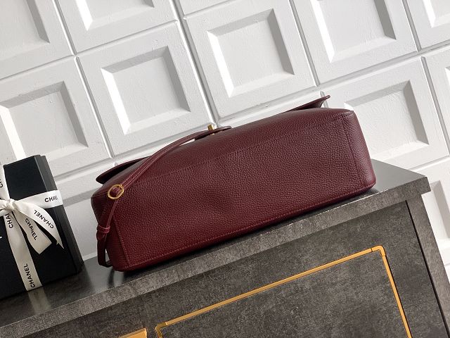 CC grained calfskin maxi flap bag AS6233 bordeaux