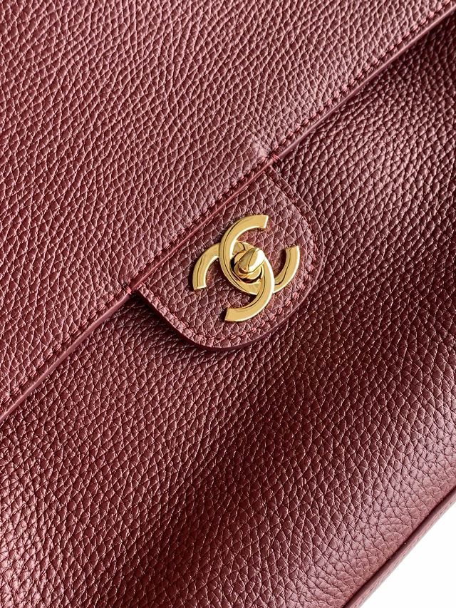 CC grained calfskin maxi flap bag AS6233 bordeaux