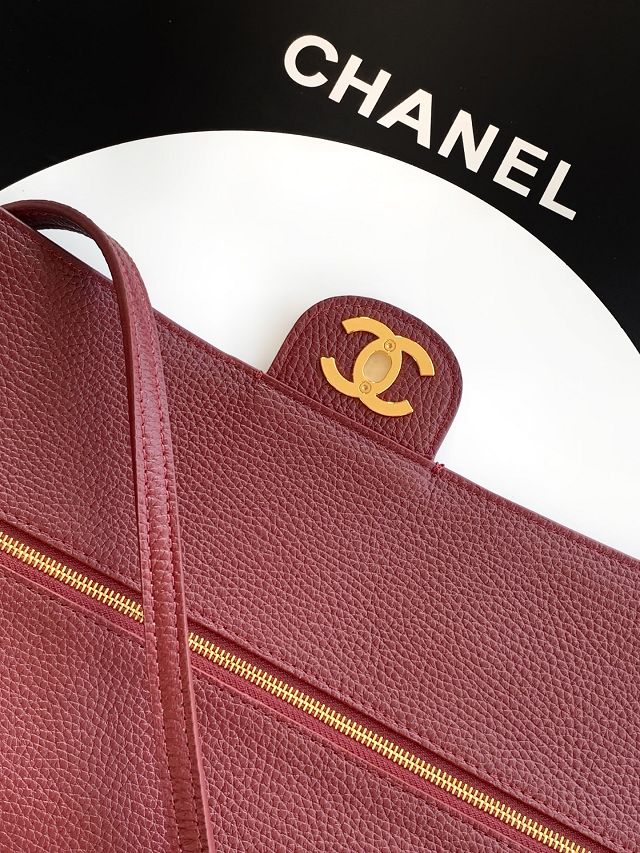 CC grained calfskin maxi flap bag AS6233 bordeaux