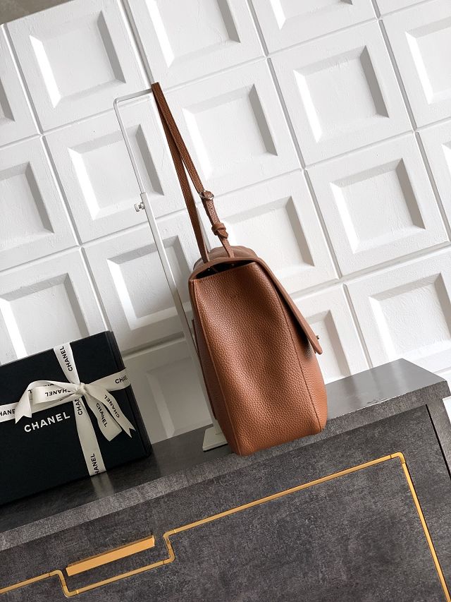 CC grained calfskin maxi flap bag AS6233 brown