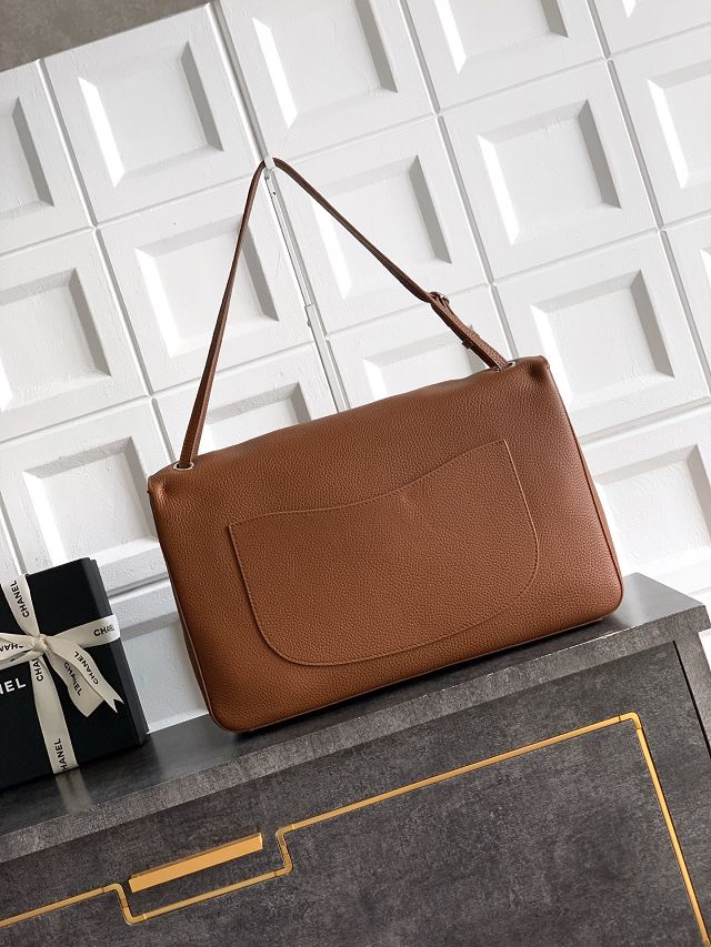 CC grained calfskin maxi flap bag AS6233 brown