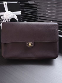 CC grained calfskin maxi flap bag AS6233 dark brown