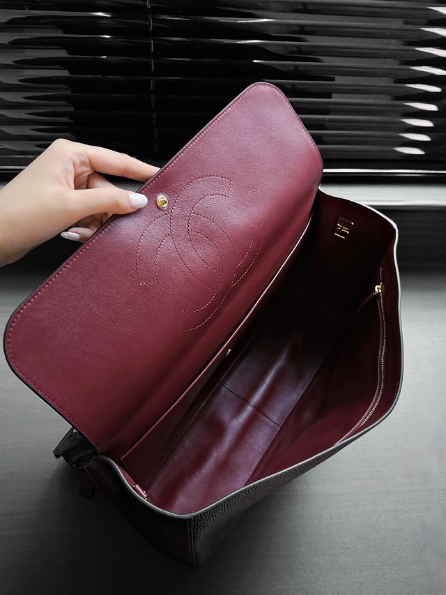 CC grained calfskin maxi flap bag AS6233 dark brown
